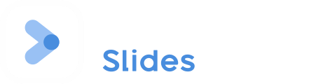 "Hypersay Slides" logo, in light blue colour. An icon in the left, showing an angle bracket similar to a play button, pointing to the right and the text "Hypersay Slides" on the right. 